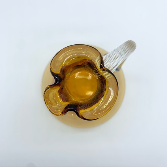 Miniature Hand Blown Amber Art Glass Creamer Pitcher - Picture 4 of 6
